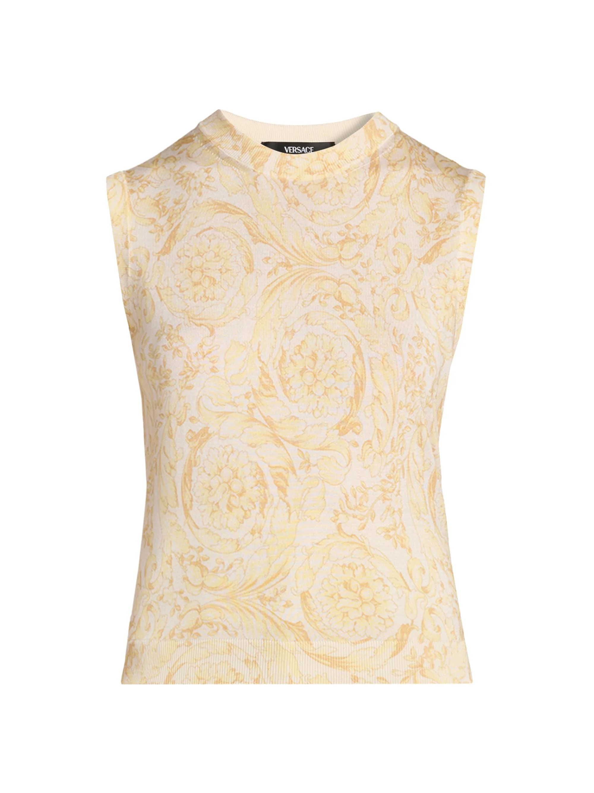 Women's Barocco Knitted Silk Top - Washed Out Gold - 1
