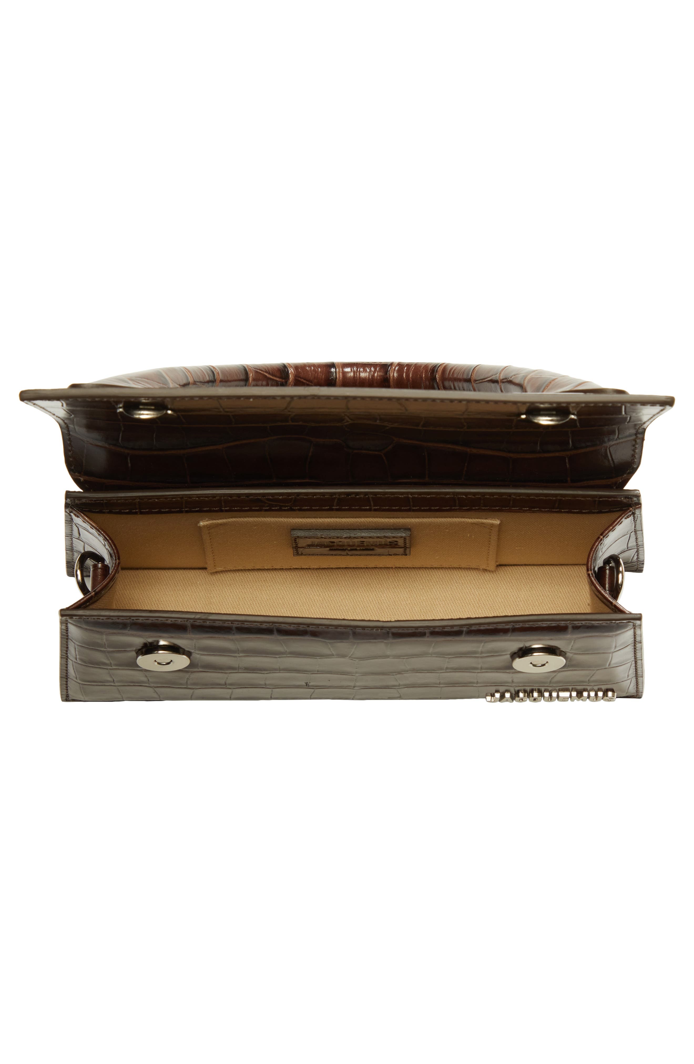 Jacquemus Le Chiquito Long Croc Embossed Leather Top Handle Bag in Dark Brown at Nordstrom - 6
