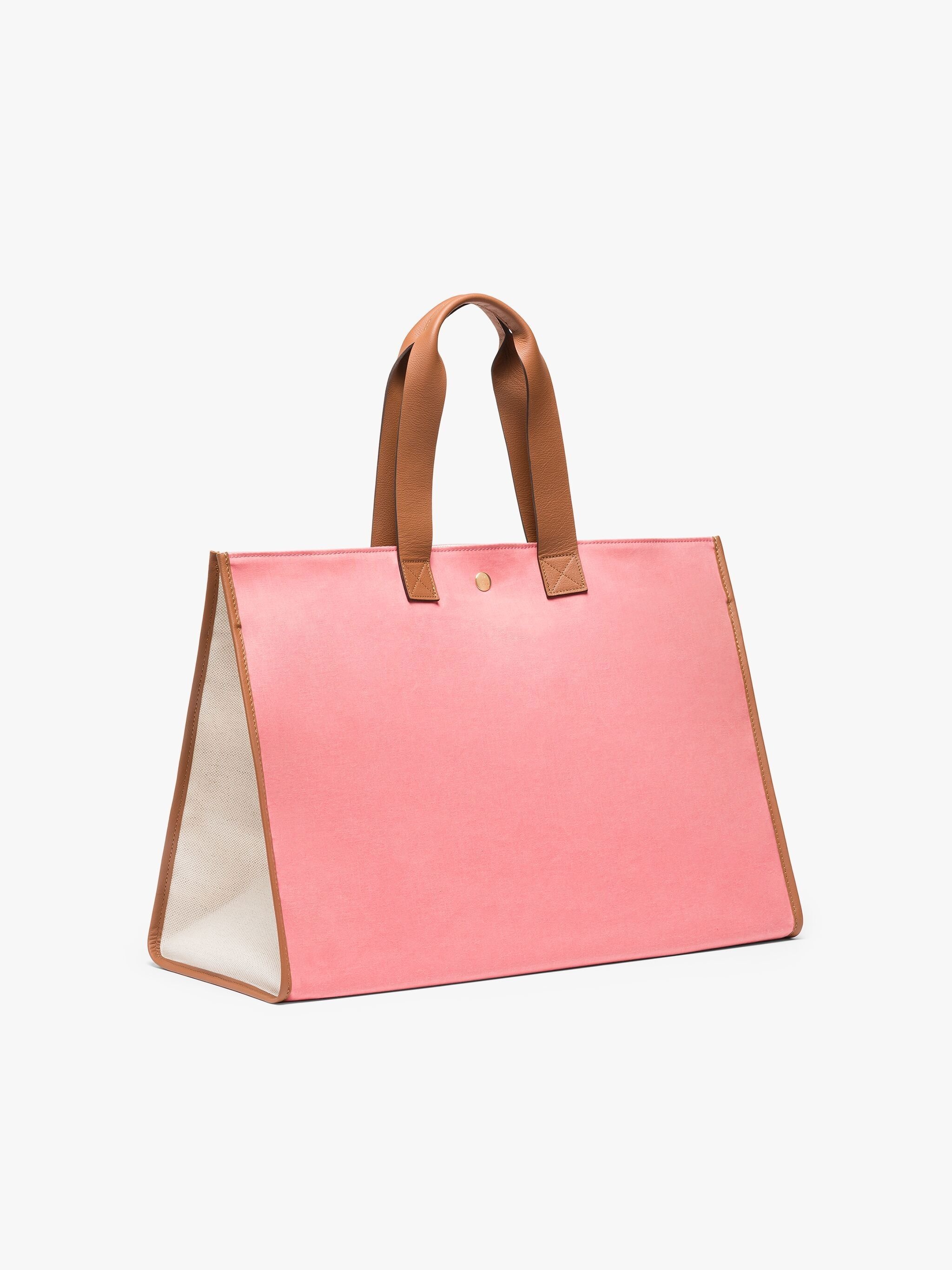 L/UNIFORM NATURAL & PINK BONDED COTTON FOLDABLE BAG - 3