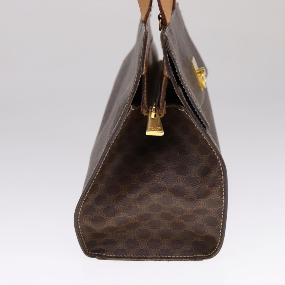 CELINE Macadam Canvas Hand Bag Pvc Leather Brown - 3