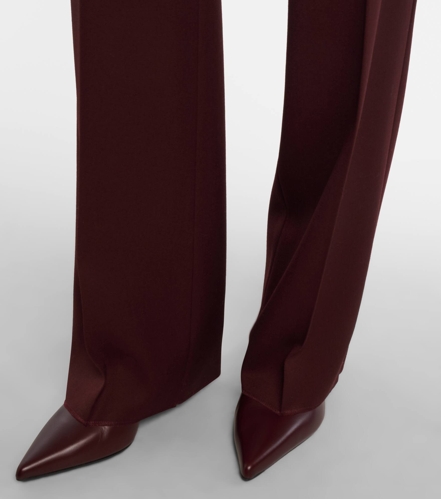 Pleated high-rise virgin wool straight pants - 5