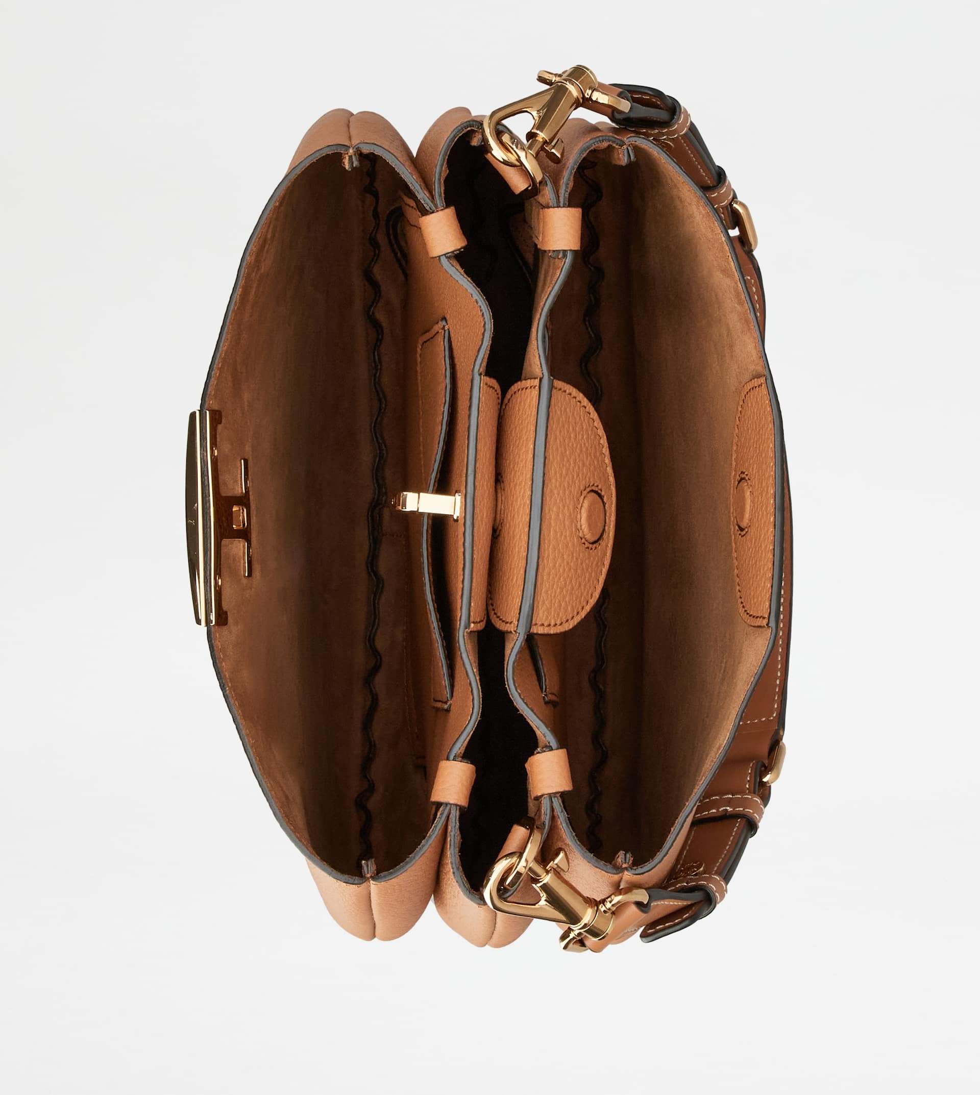 T TIMELESS SHOULDER BAG IN LEATHER SMALL - BROWN - 6