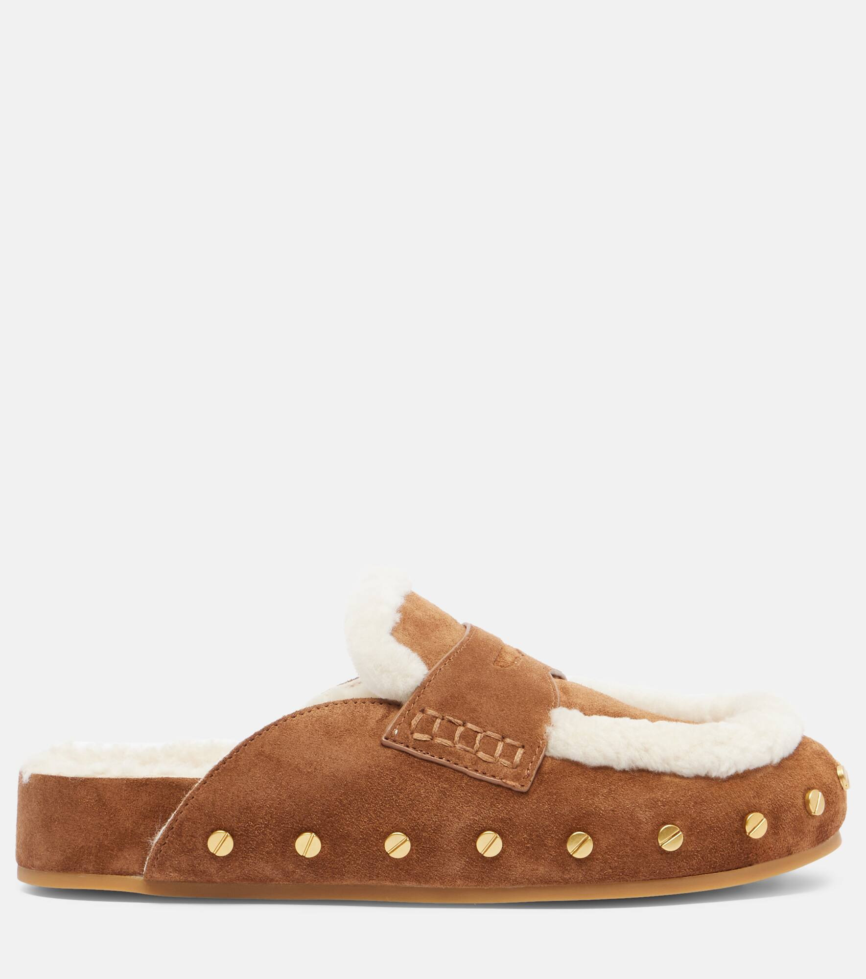 Fenix shearling-lined suede mules - 4