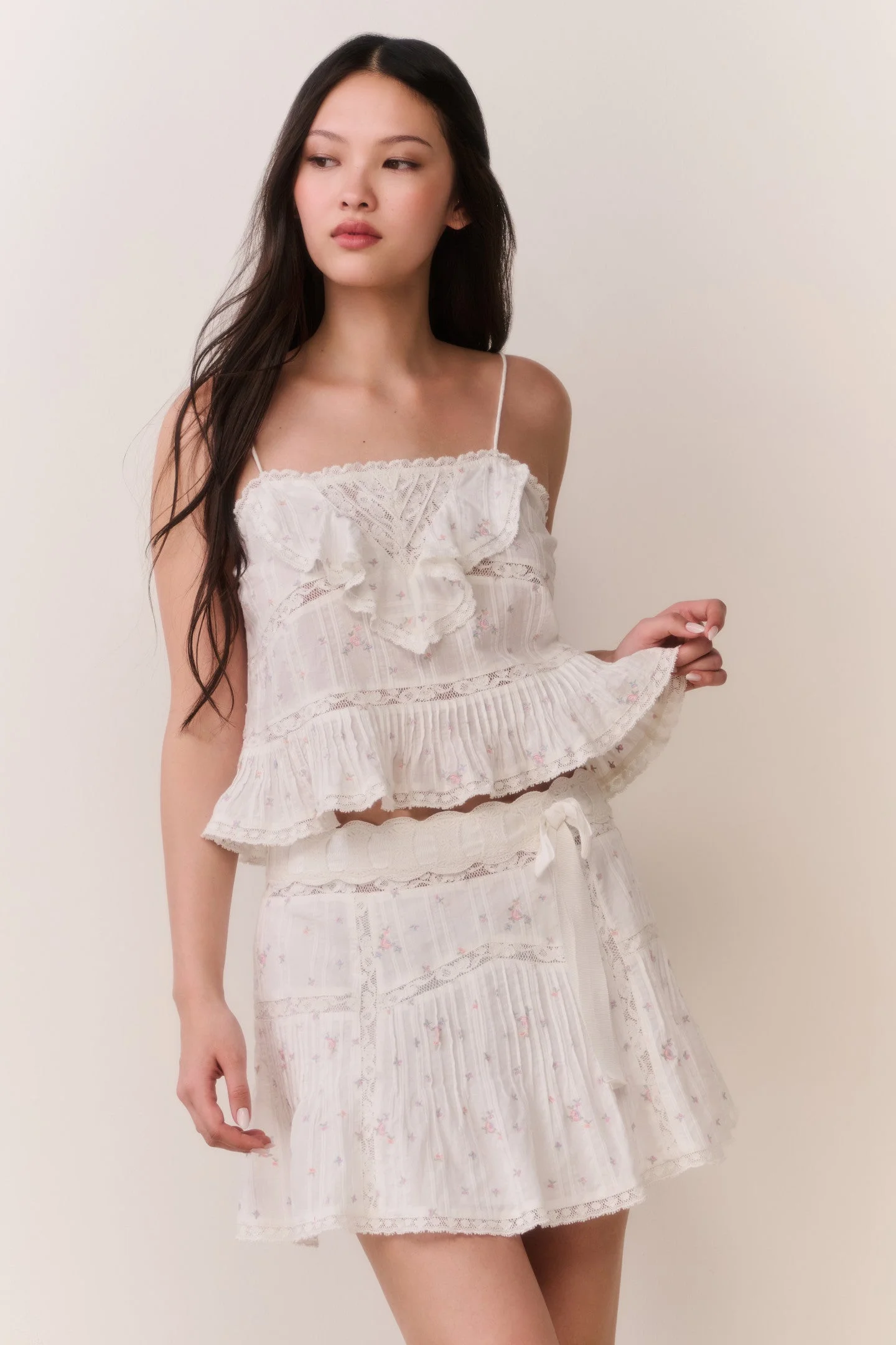 Willia Floral Embroidered Cotton Mini Skirt - 1