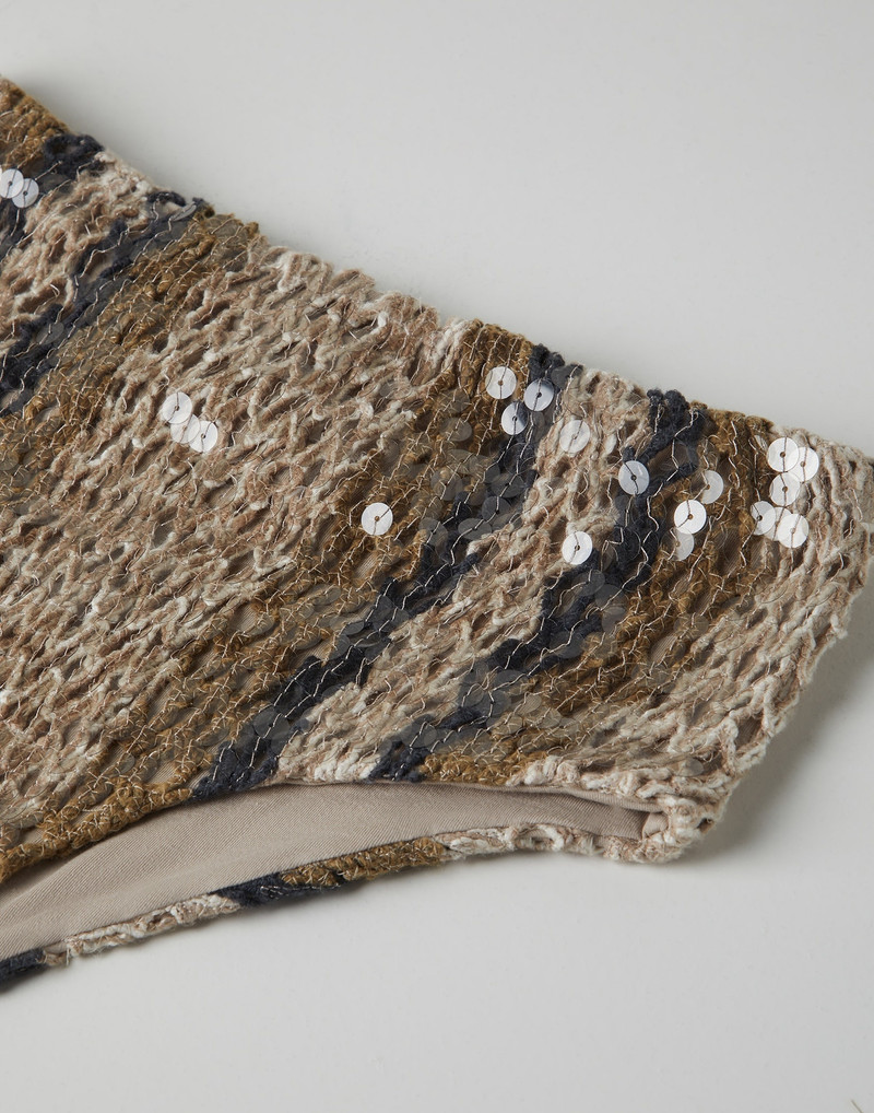 Dazzling Stripe Embroidery shorts in jute and cotton 2