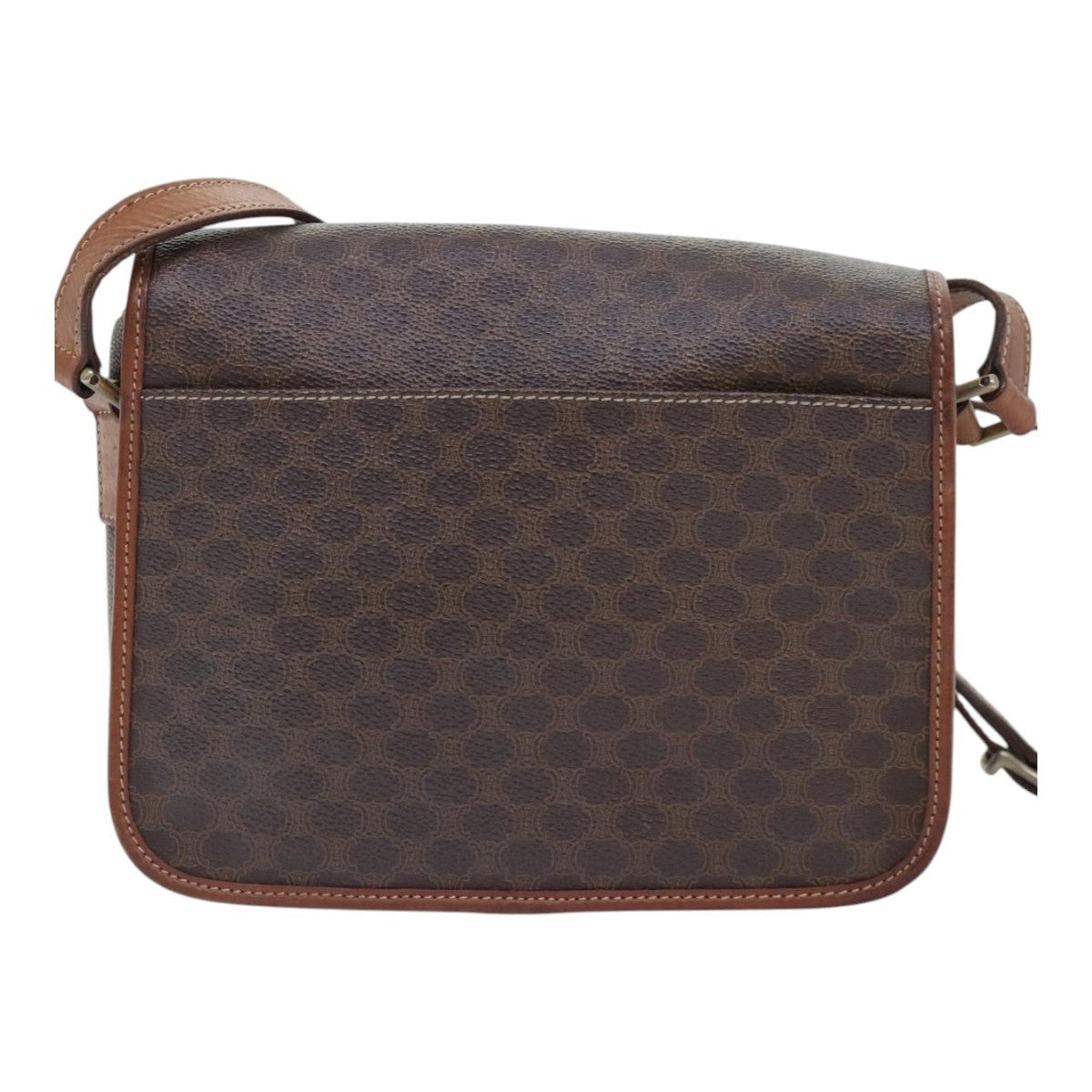 CELINE Macadam Canvas Circle Shoulder Bag Pvc Leather Brown Gold - 15