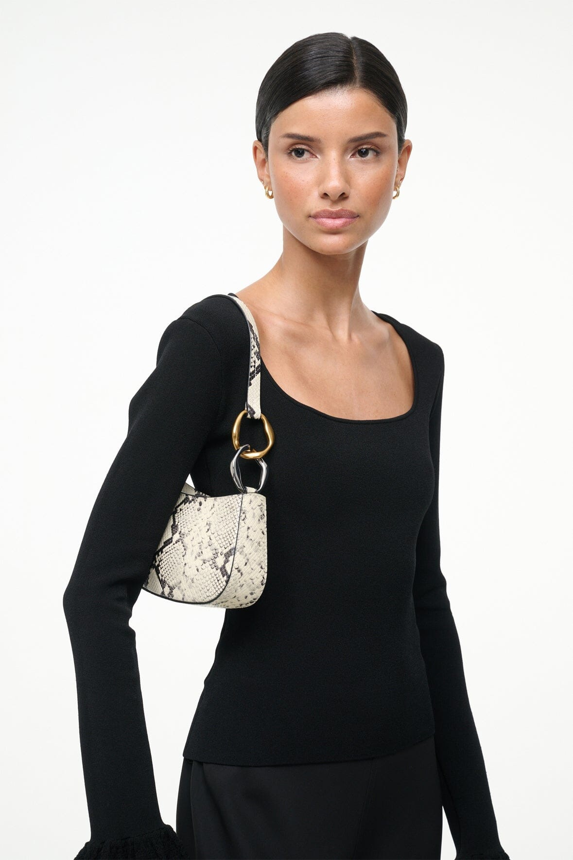 STAUD OLLIE BAG WHITE SNAKE - 2