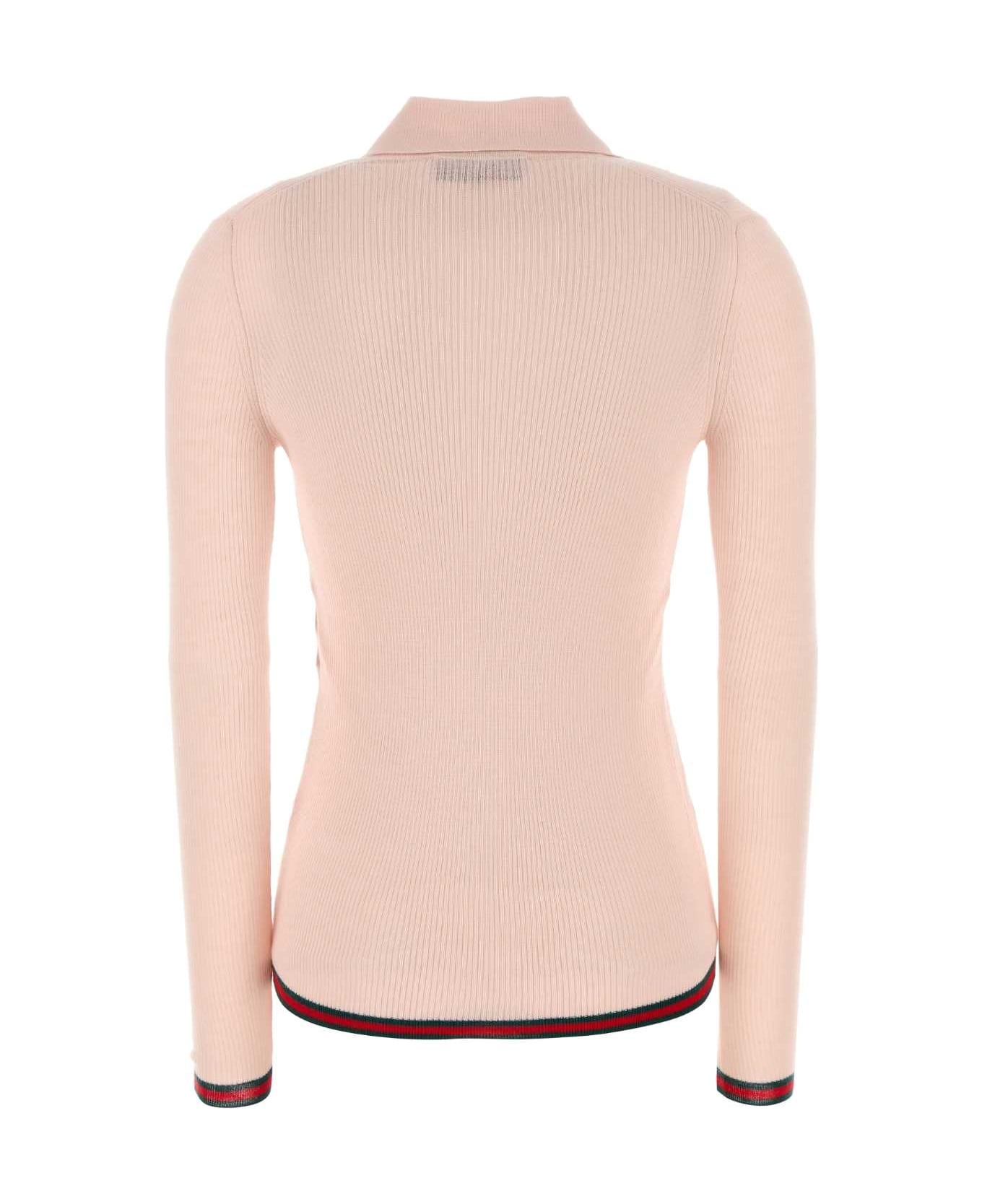 Light Pink Cashmere Blend Polo Shirt - 2