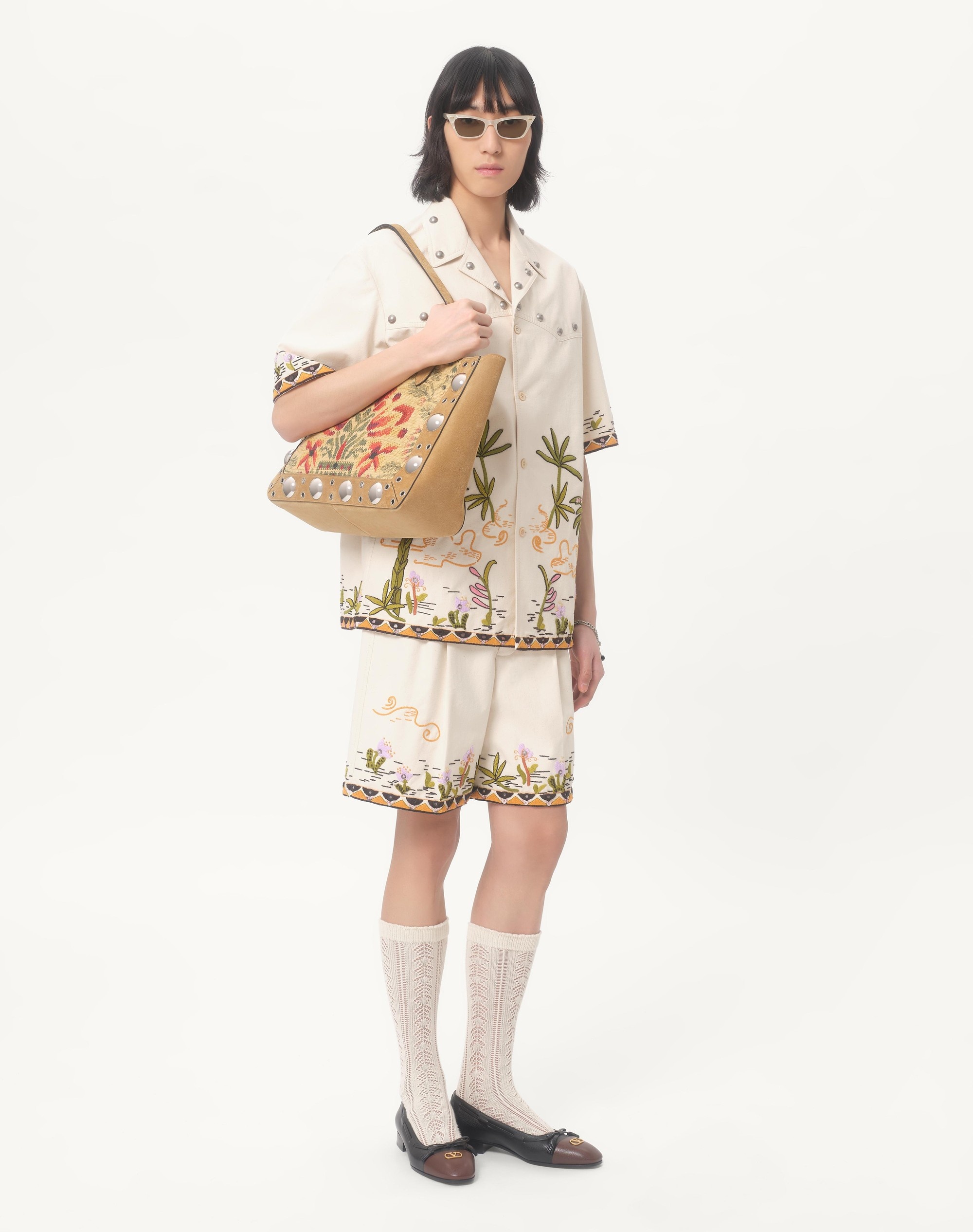 VALENTINO GARAVANI NELLCÔTE MEDIUM SHOPPING BAG IN JACQUARD FABRIC - 2