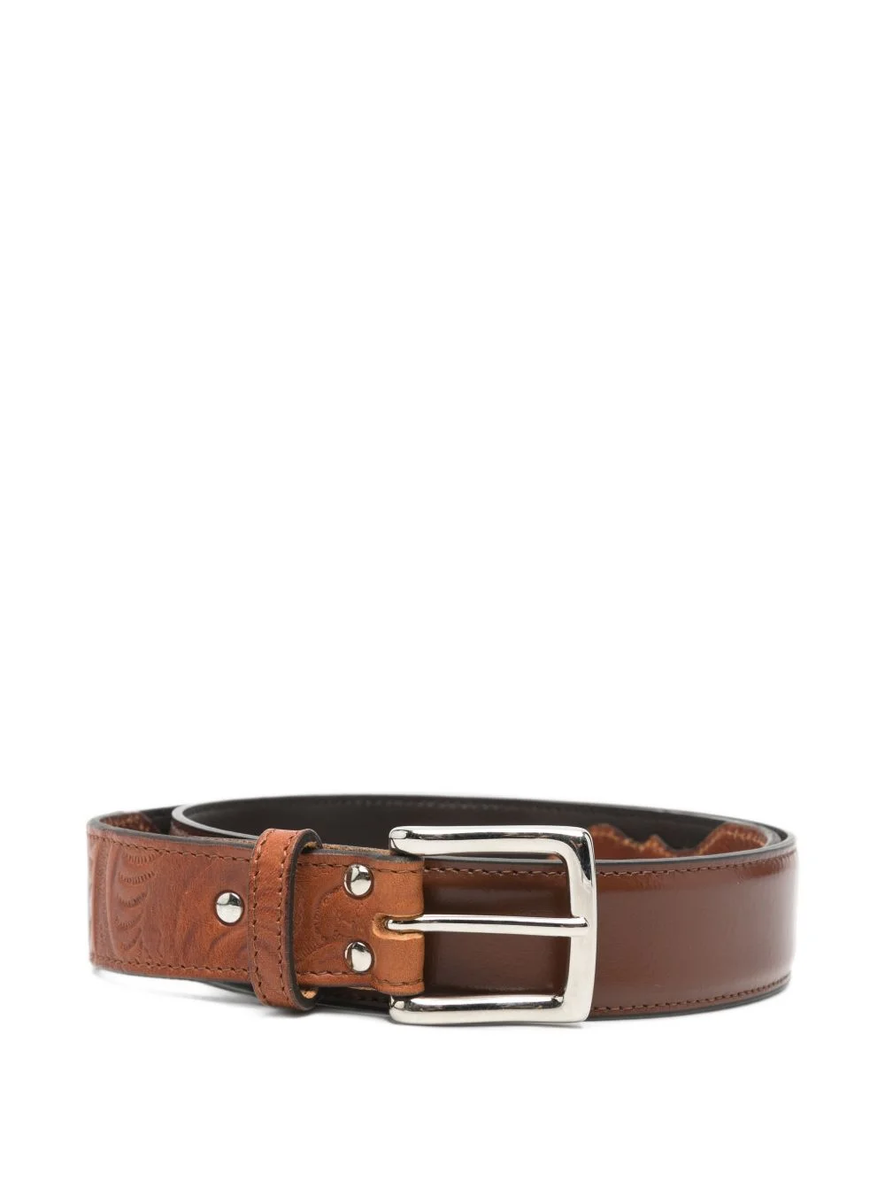 embossed leather belt - 1