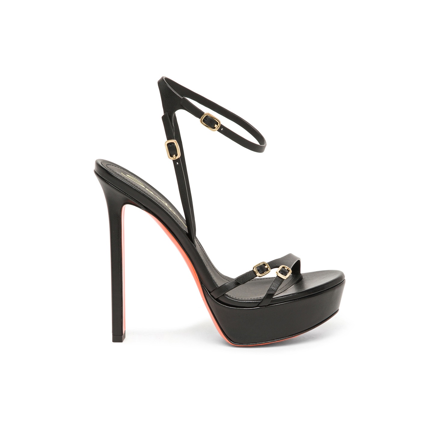 Women’s black leather high-heel sandal - 1
