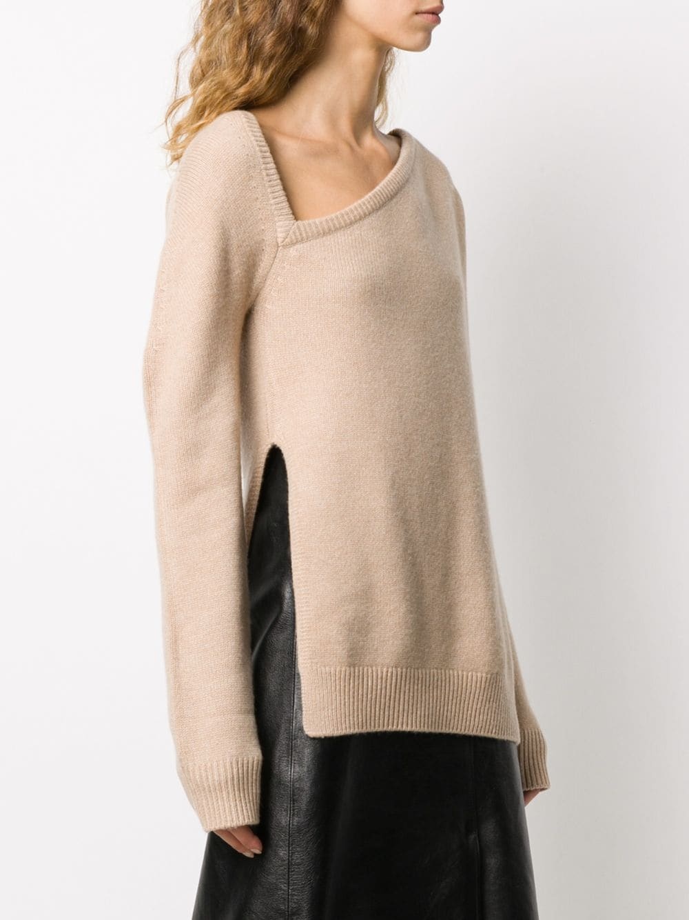 asymmetric neckline jumper - 3