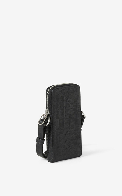 KENZO KENZO Imprint grained leather crossbody phone holder outlook