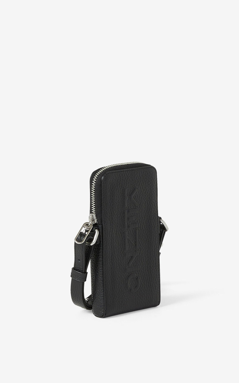 KENZO Imprint grained leather crossbody phone holder 3