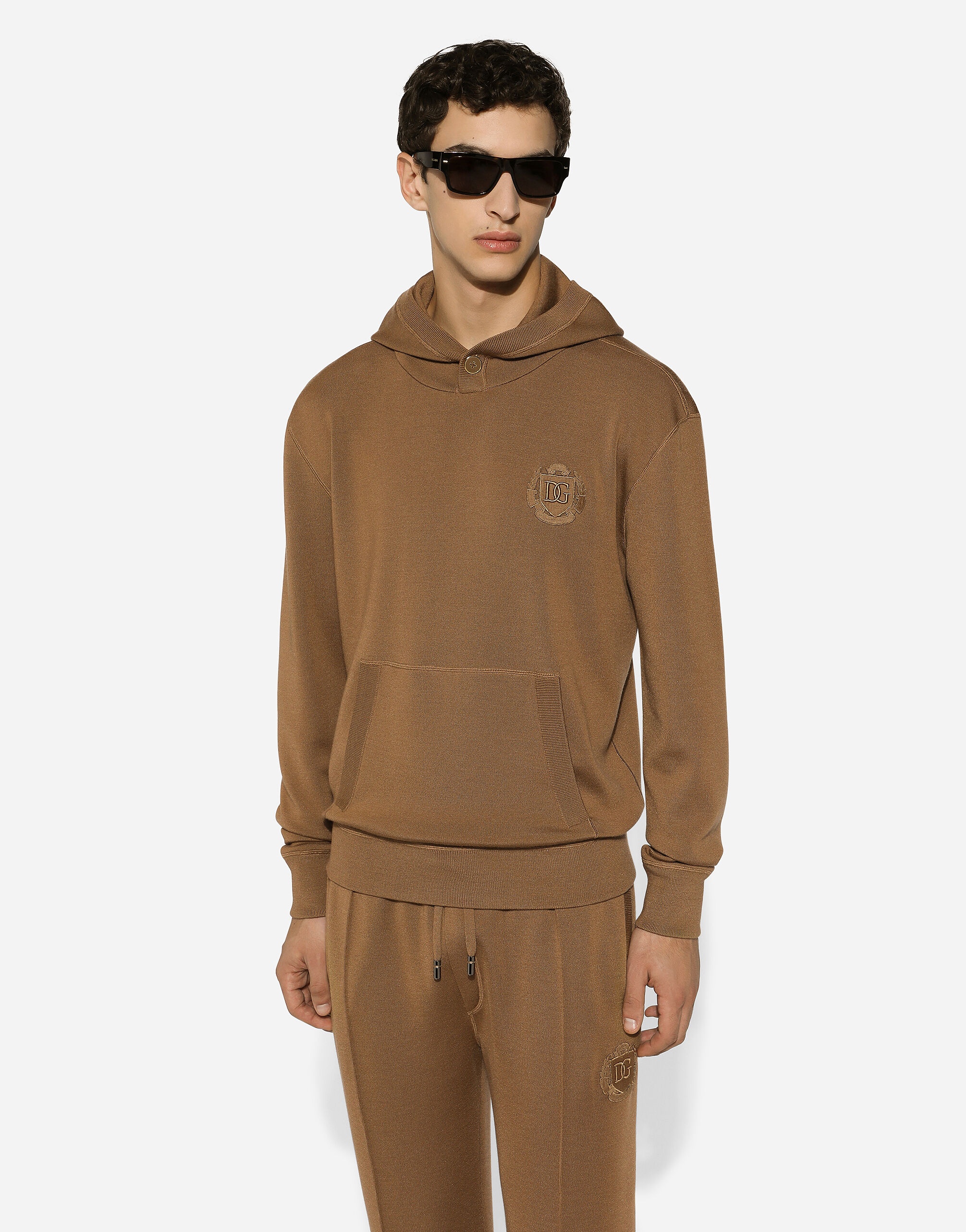 Wool and silk hoodie with DG patch - 4
