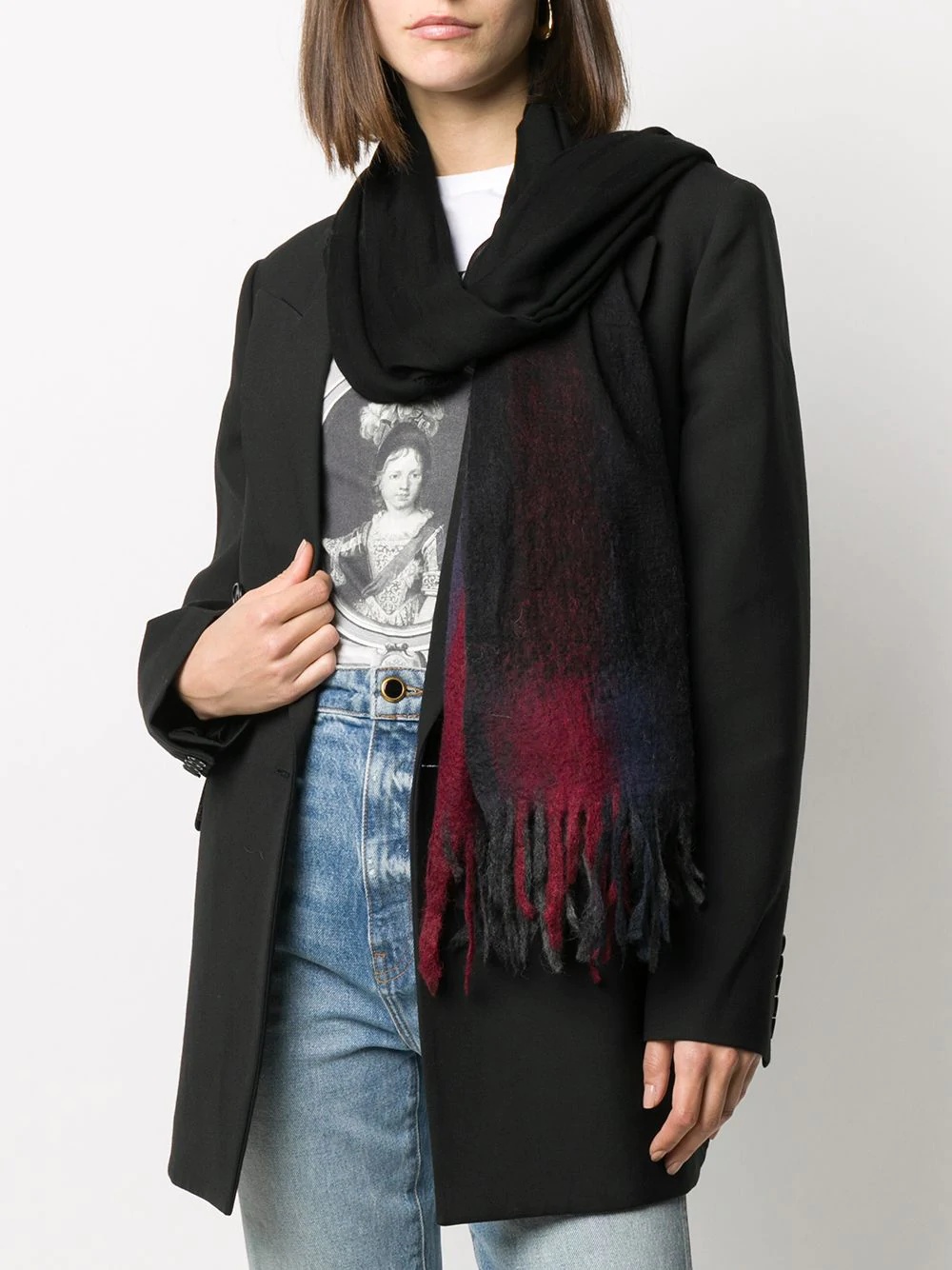 fringed multicolour scarf - 2