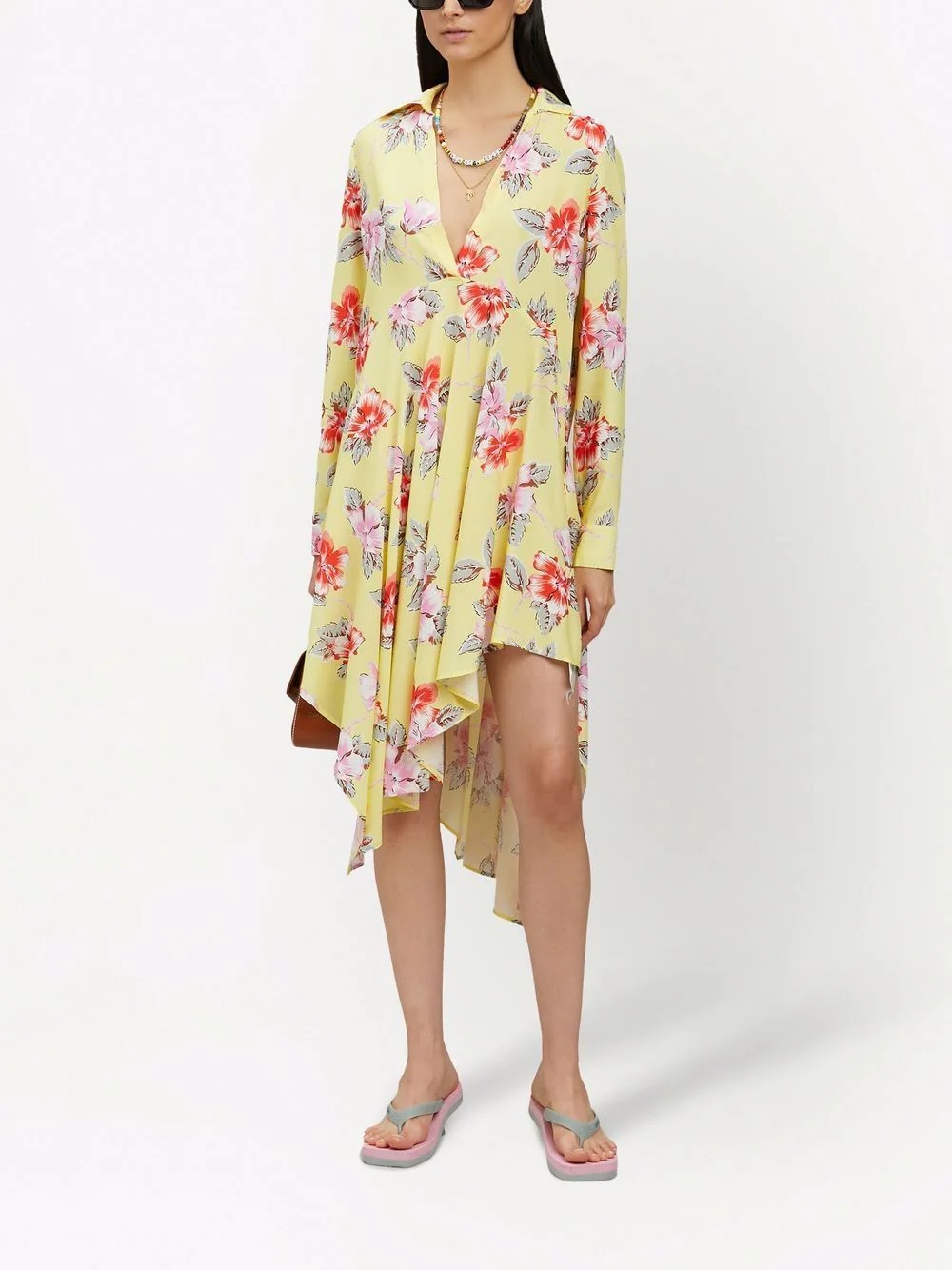 hibiscus floral-print shirtdress - 2