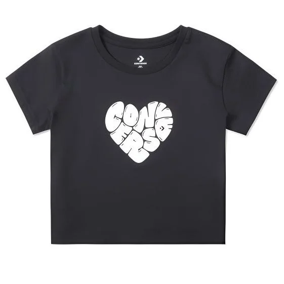 (WMNS) Converse Heart T-Shirt 'Black' 10026369-A03 - 1