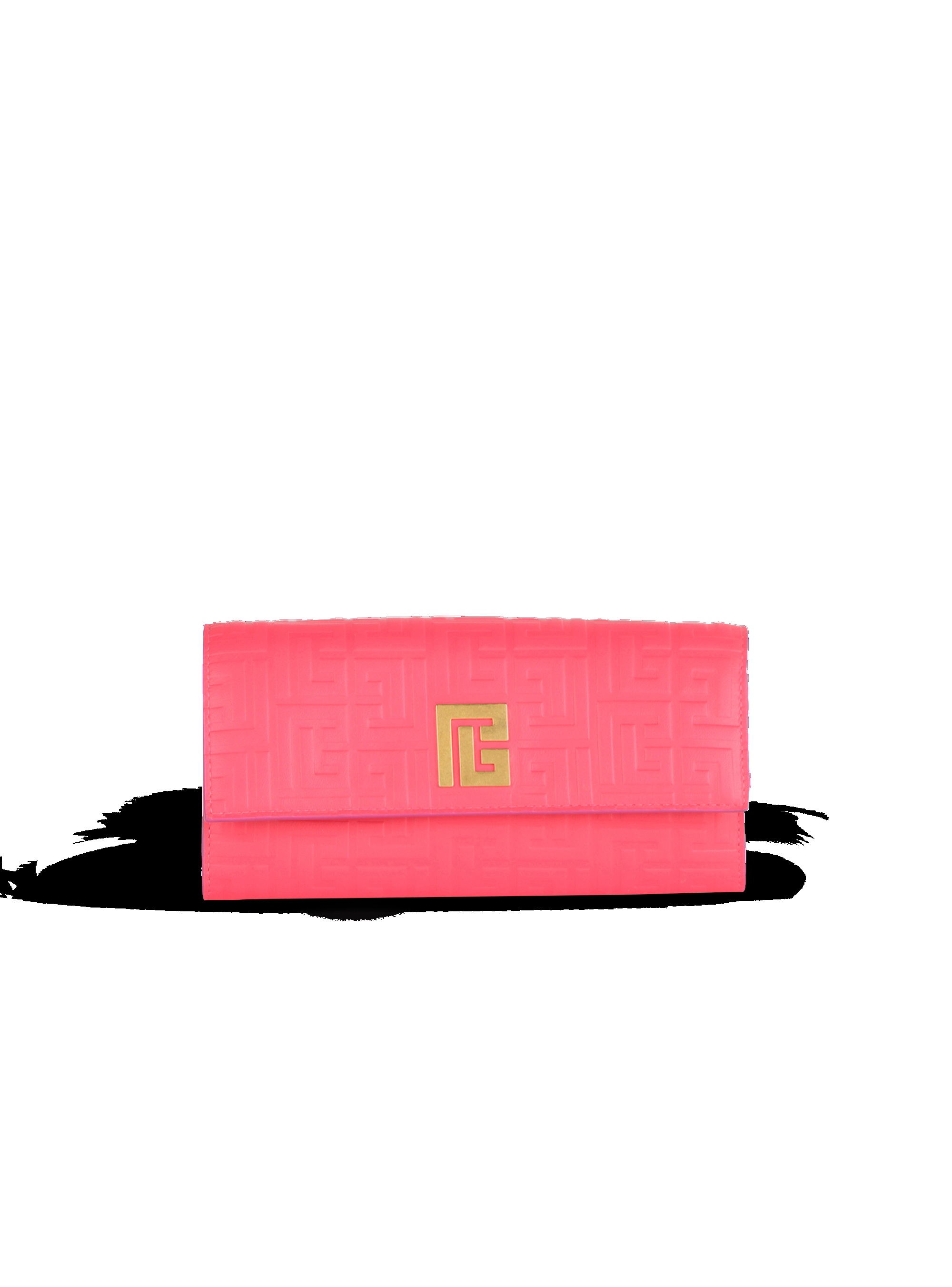 Debossed leather 1945 wallet with Balmain monogram and chain - 1