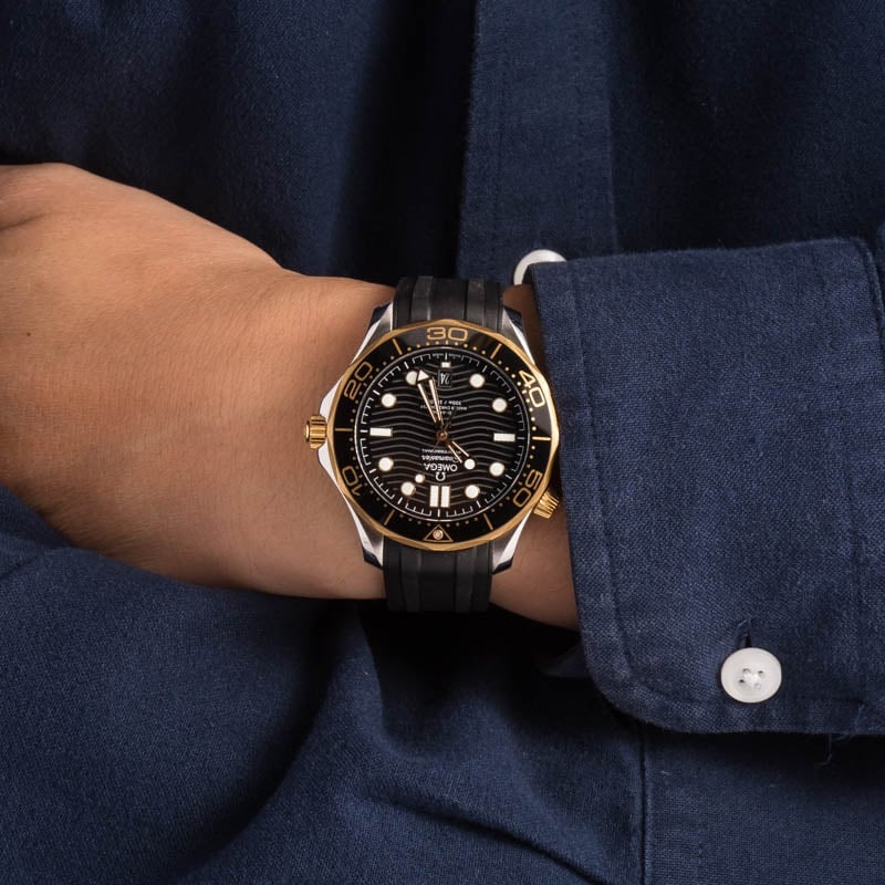 Omega Seamaster Diver 300M Steel & Gold on Rubber Strap - 5