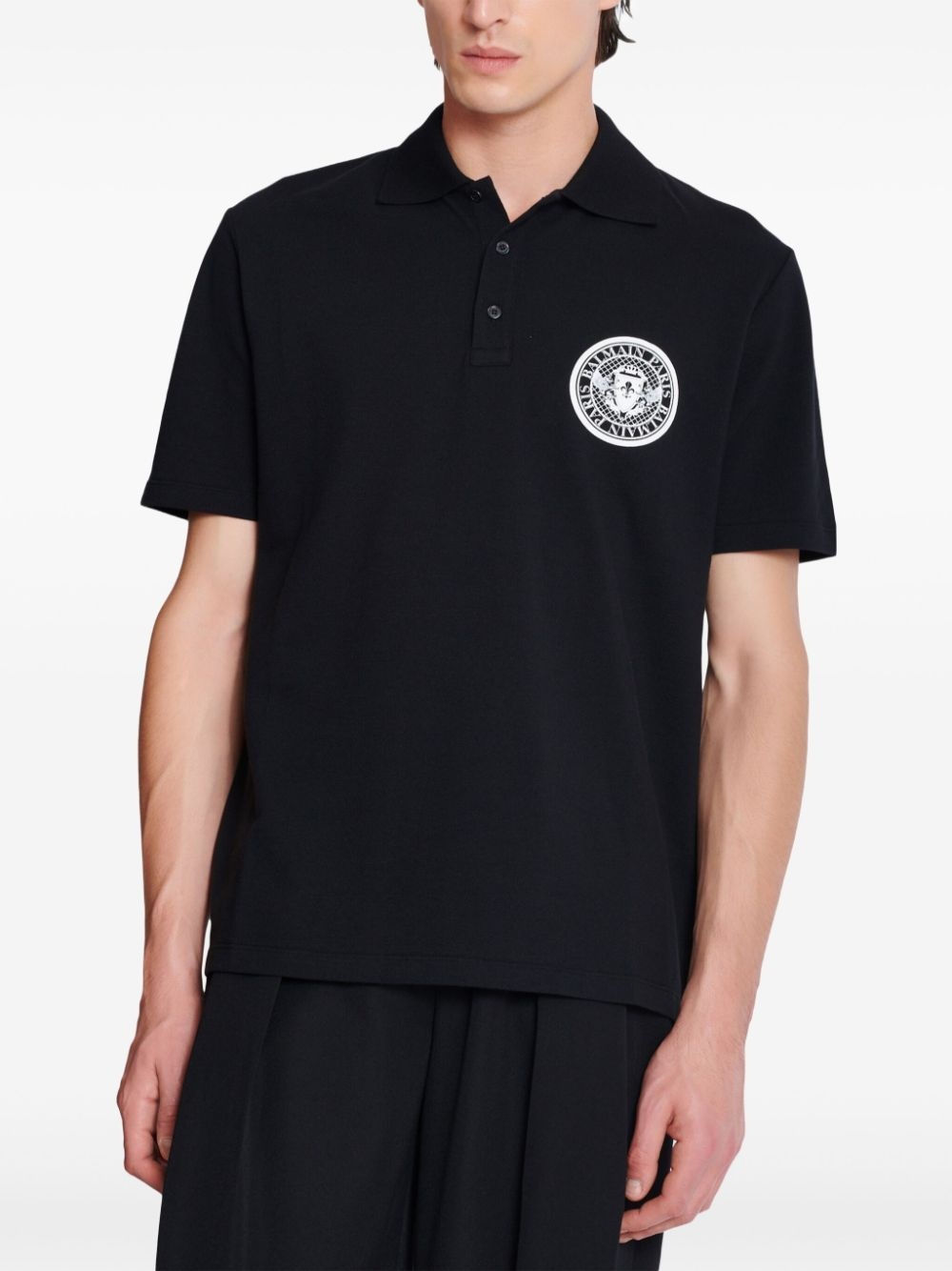 Coin-print cotton polo shirt - 6
