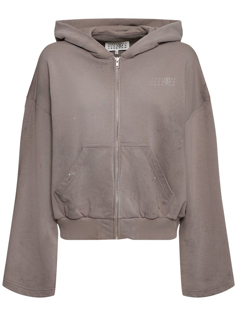 MM6 Maison Margiela Cotton jersey hoodie w/ zip | REVERSIBLE
