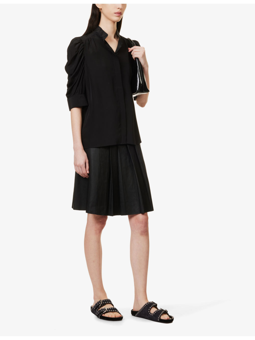 Gillian puffed-shoulder silk-crepe top - 2