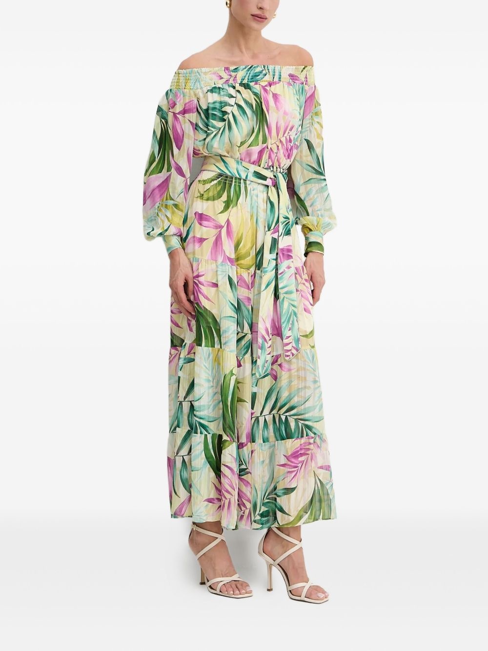 off-shoulder tiered maxi dress - 2