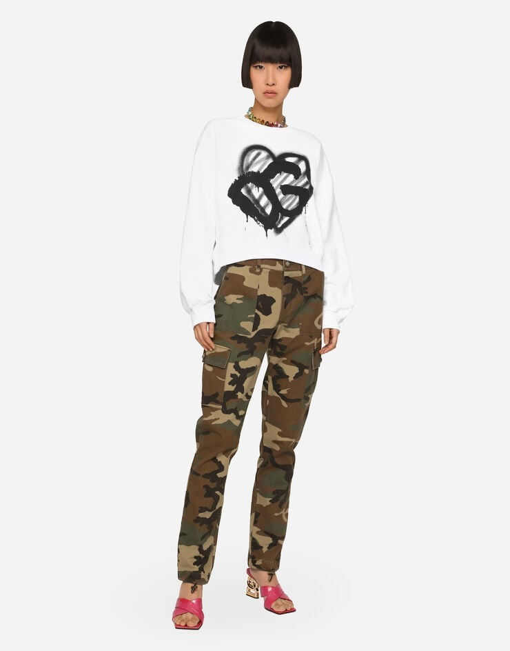 Cotton cargo pants with camouflage print - 2