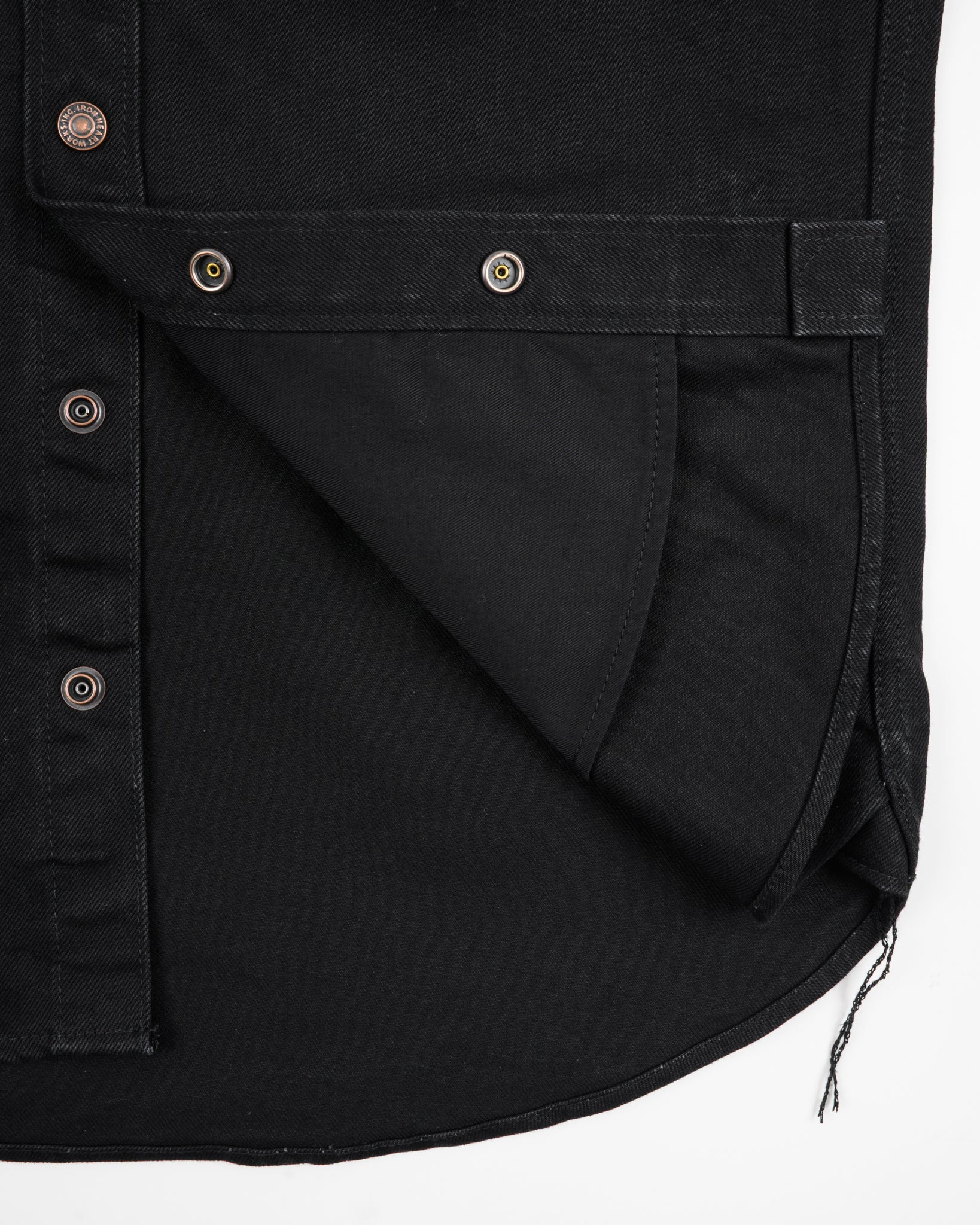 IHSH-362-BLK 16oz Non-Selvedge Denim CPO Shirt - Superblack (Fades To Grey) - 12
