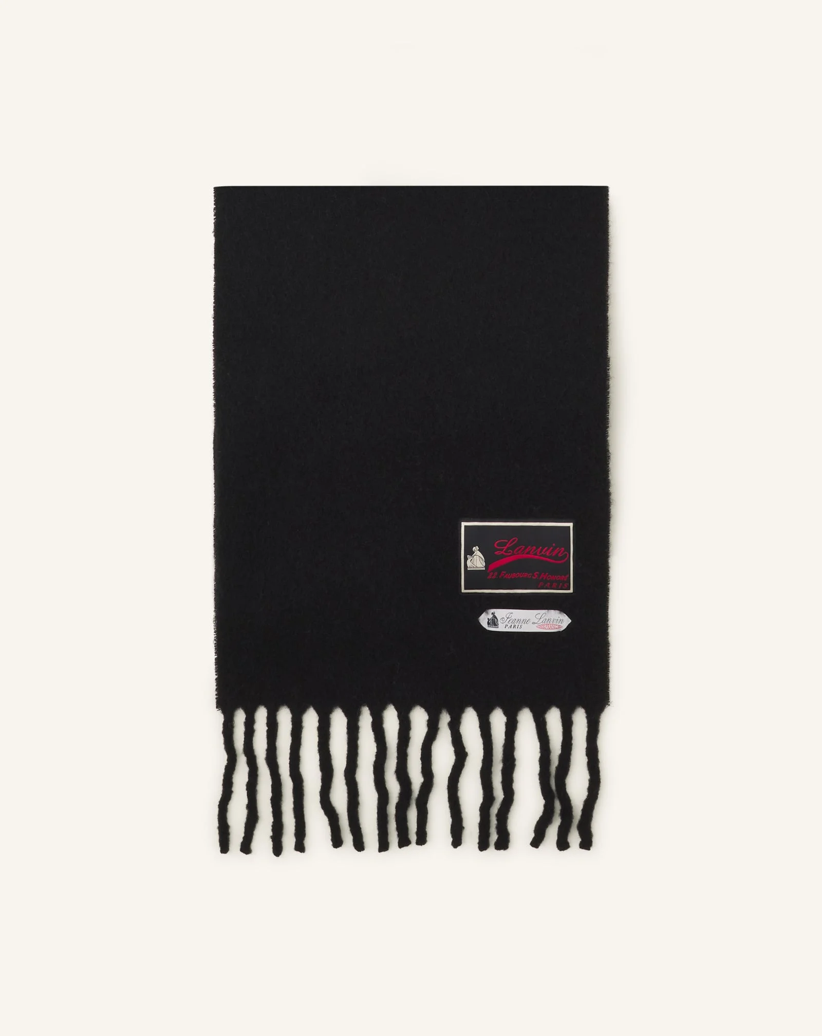FRINGED WOOL SCARF WITH 22 FAUBOURG LABEL - 1