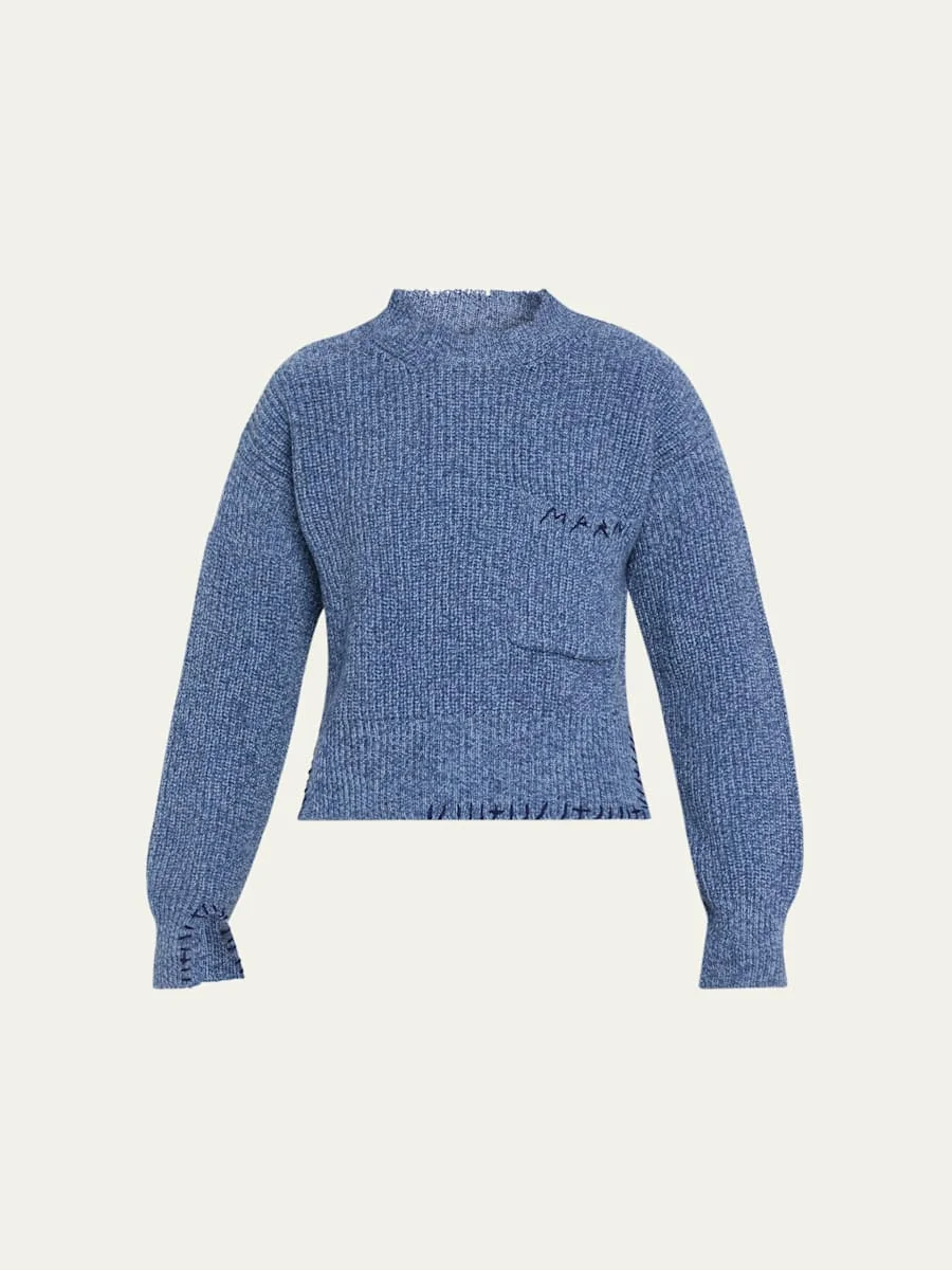 Turtleneck Raw-Cut Slits Sweater - 1