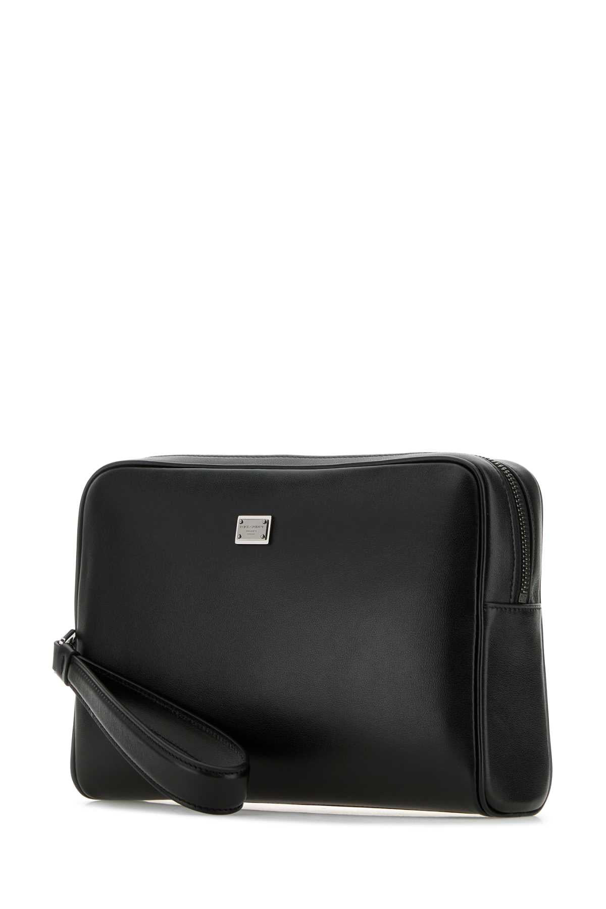 Dolce & Gabbana Men Black Leather Pouch - 2