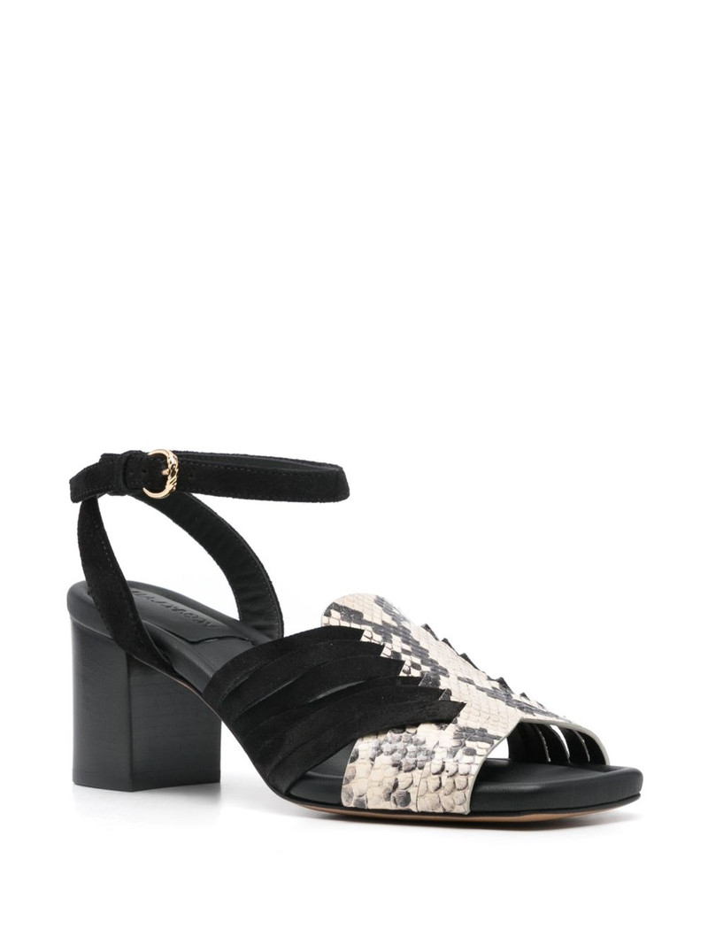 ULLA JOHNSON 75mm snake-print sandals outlook