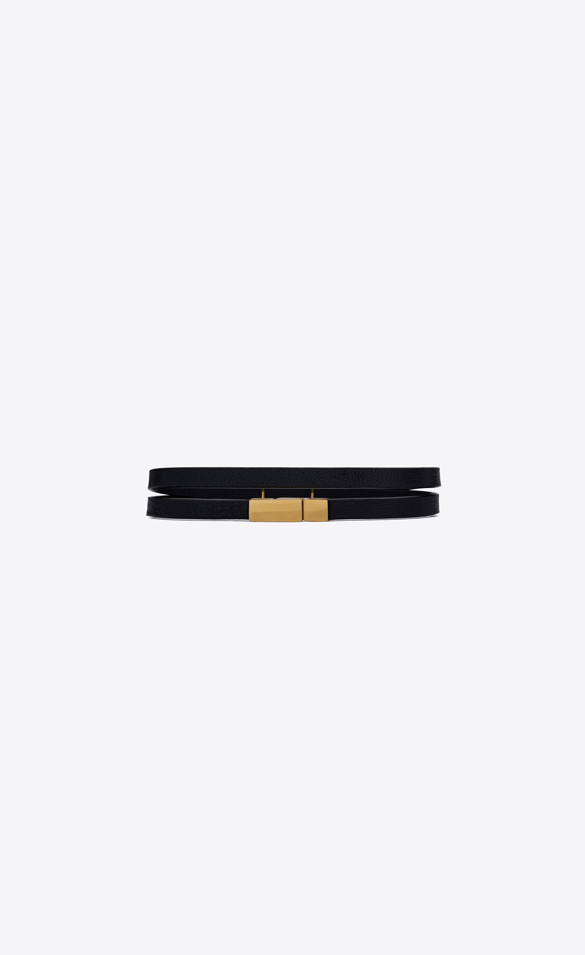 SAINT LAURENT opyum double wrap bracelet in leather and