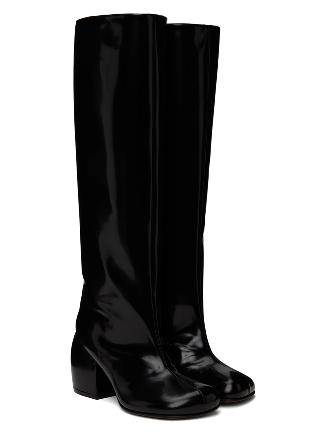 Black Polished Tall Boots - 4