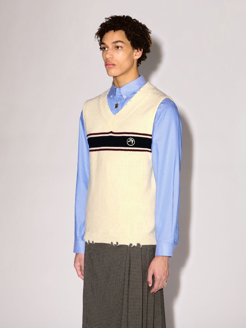 DAMAGED RIB KNIT VEST - 5