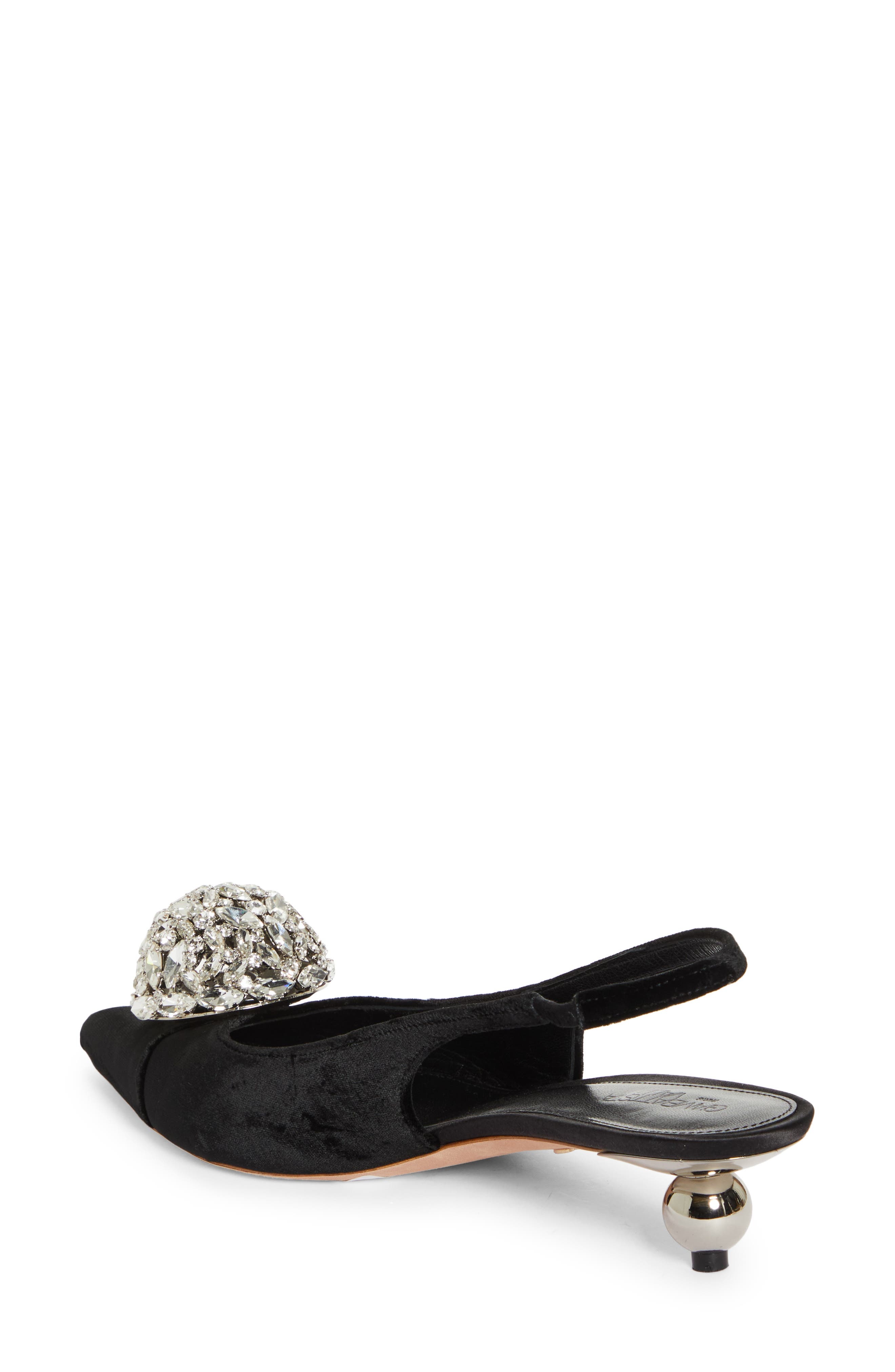 Giambattista Valli Crystal Ball Pointed Toe Velveteen Slingback Pump in Black/Crystal at Nordstrom - 2
