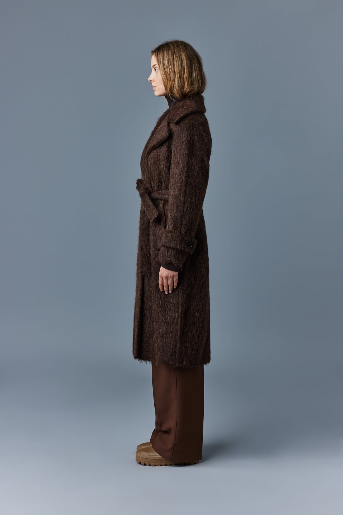 NALA mohair double-breasted coat with sash belt - 3
