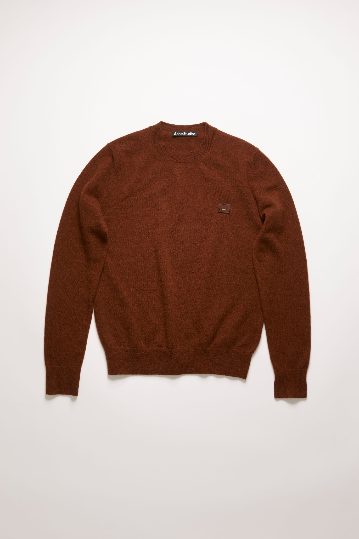 Crewneck wool sweater dark brown - 1