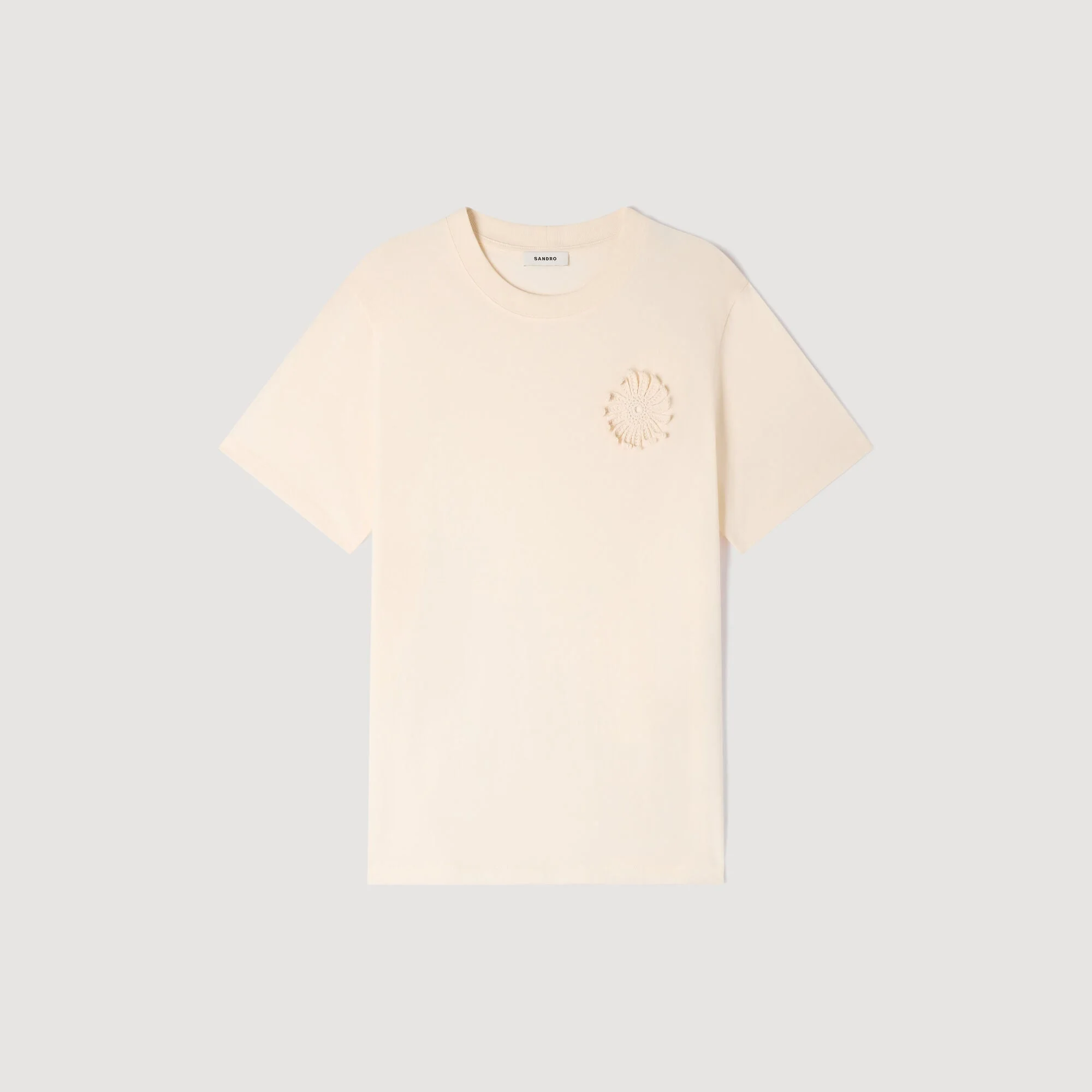 COTTON CROCHET FLOWER T-SHIRT - 1