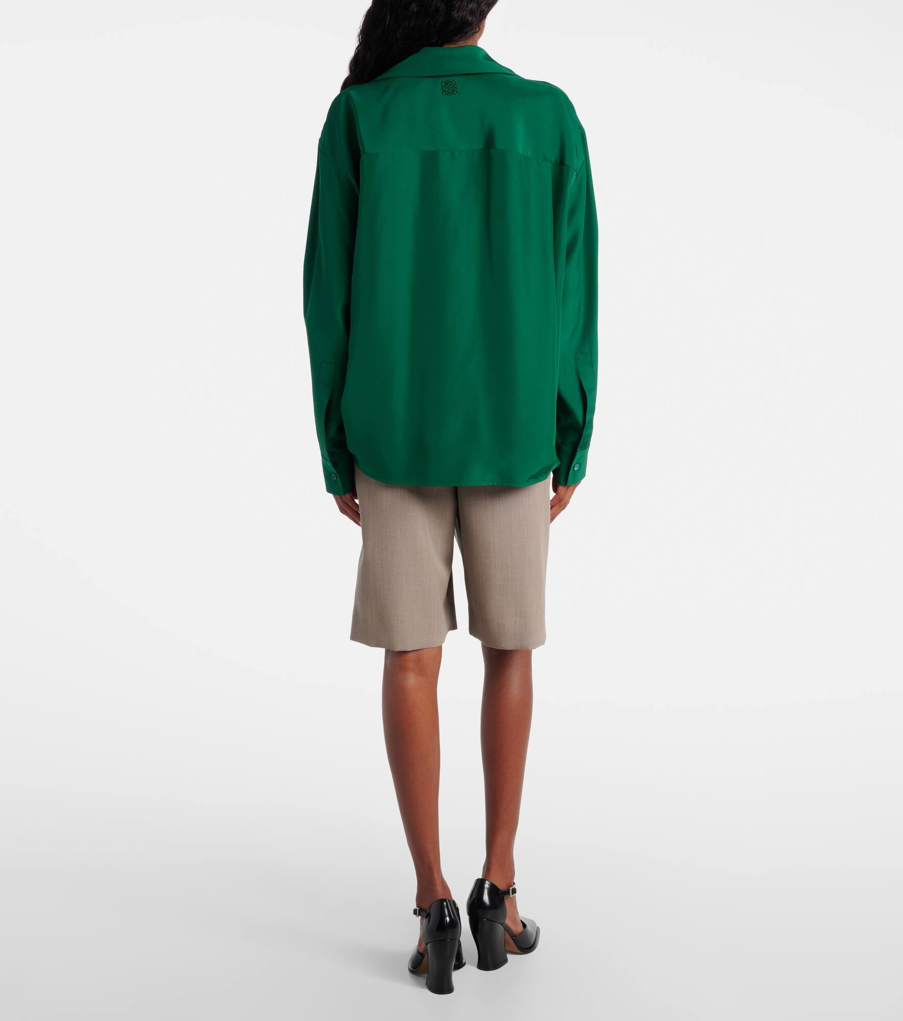 Draped silk shirt - 3