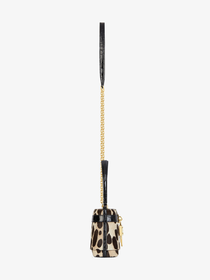 MICRO SHARK LOCK BUCKET BAG IN LEOPARD PRINT PONY LEATHER 4