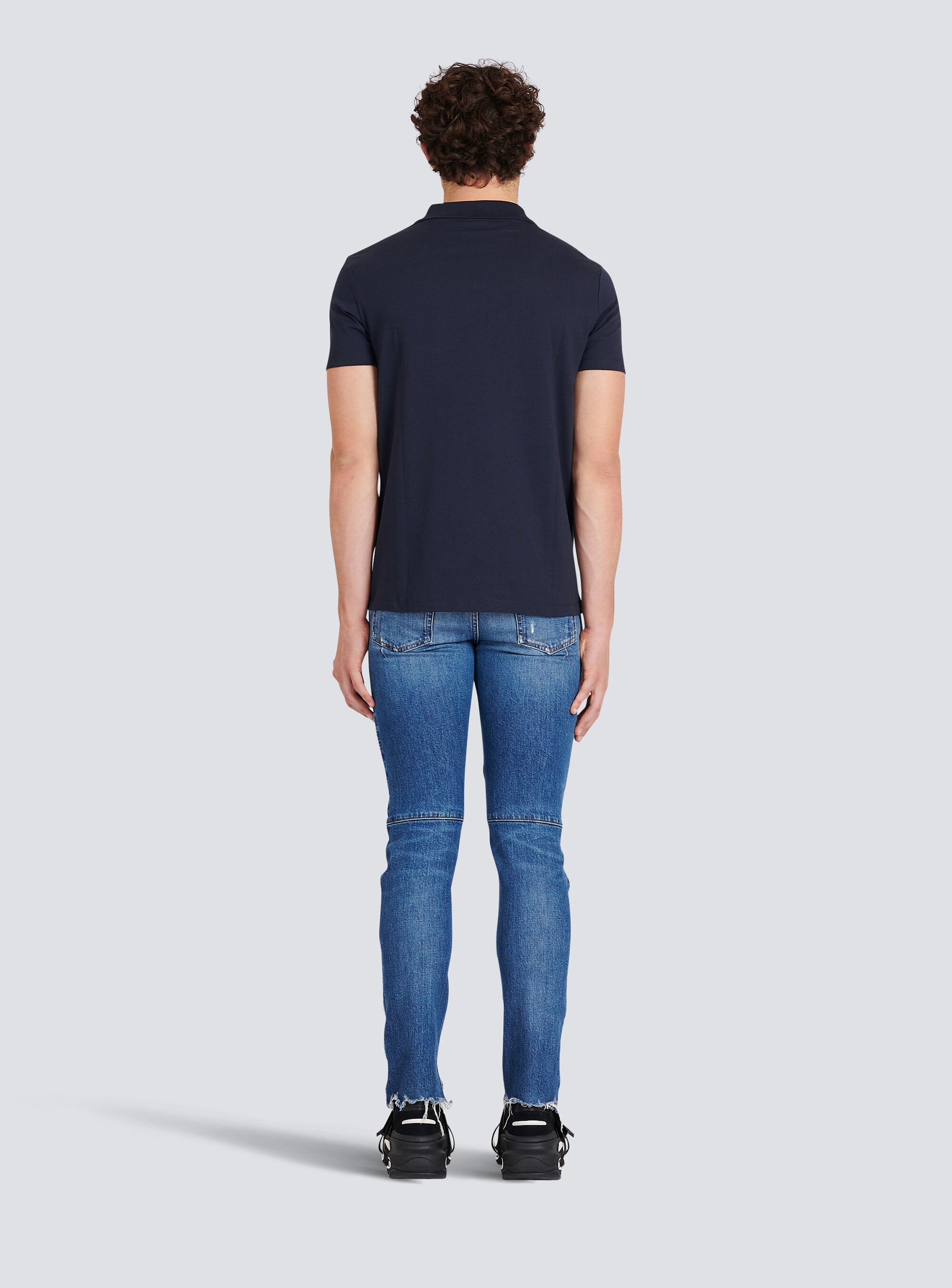Eeco-designed cotton polo with black Balmain logo print - 4