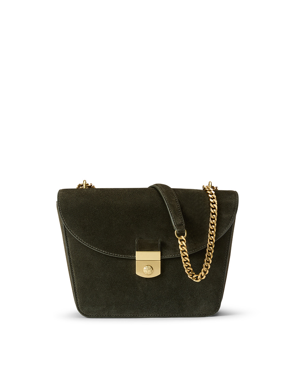 SUEDE DOUBLE LINK FLAP BAG - 7