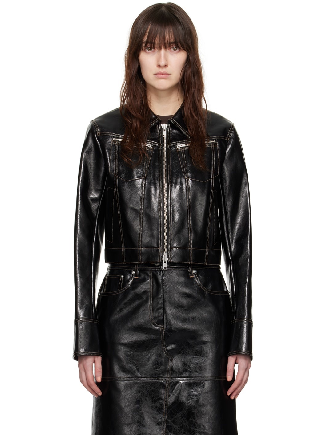 Black Effie Faux-Leather Jacket - 1