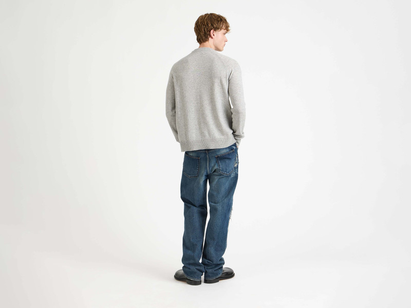 MENS RAGLAN JUMPER IN MID GREY MELANGE 3