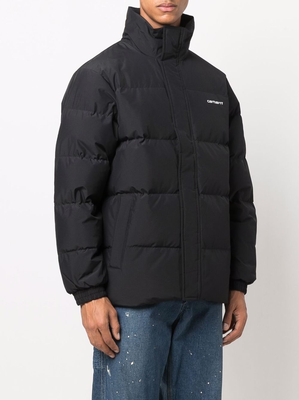 logo-print feather-down padded jacket - 3