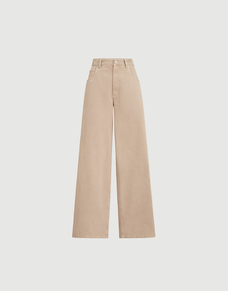 Dyed denim relaxed trousers with monili 1