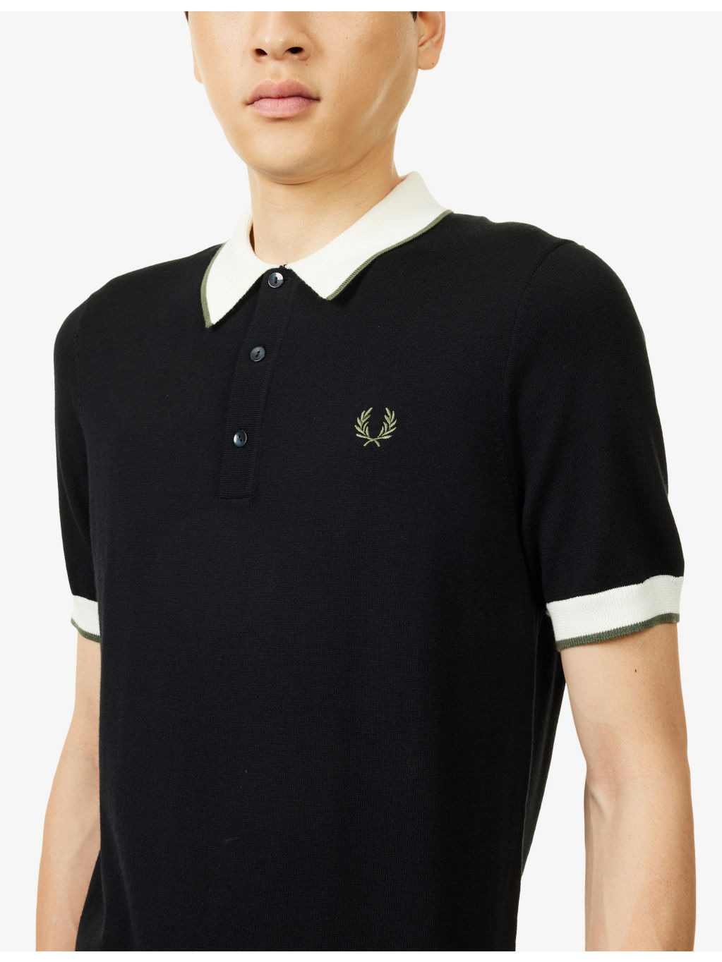 Logo-Embroidery Contrast Knitted Polo Shirt - 5